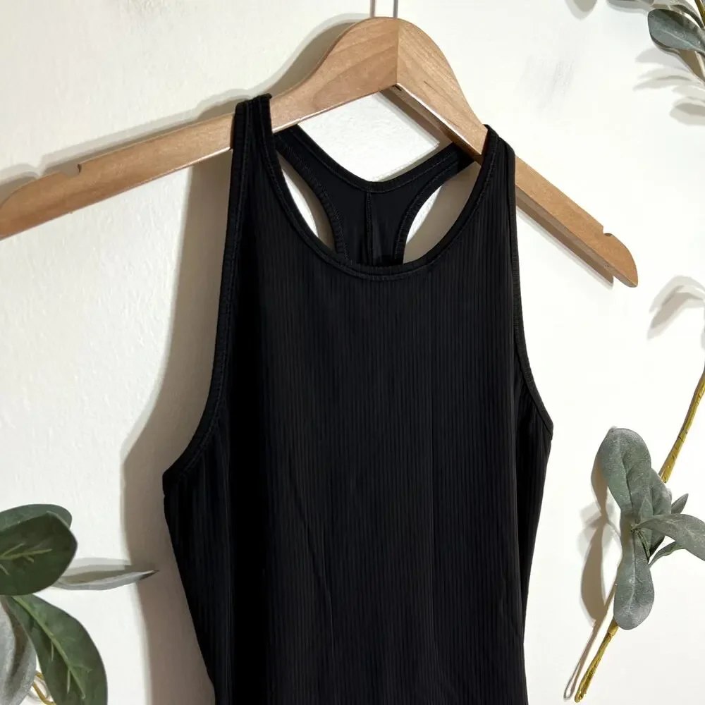 Lululemon Black Ribbed High Neck Tank
